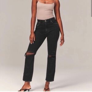 Abercrombie & Fitch Black Distressed Cropped Jeans